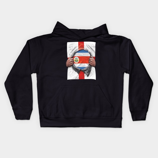 Costa Rica Flag English Flag Ripped - Gift for Costa Rican From Costa Rica Kids Hoodie by Country Flags